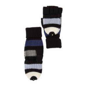 Kate Spade Wide Stripe Pop Top Mittens in Rich Ink NWT